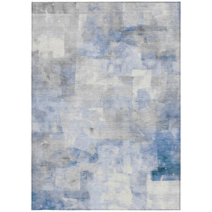 Homeroots 3' Abstract Washable Indoor Outdoor Area Rug - Stylish, Durable & Stain Resistant For Any Space Denim Polyester 618085