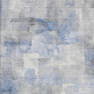 Homeroots 3' Abstract Washable Indoor Outdoor Area Rug - Stylish, Durable & Stain Resistant For Any Space Denim Polyester 618087