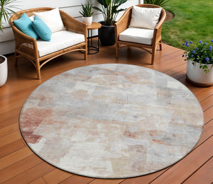 Homeroots 3' Abstract Washable Indoor Outdoor Area Rug - Stylish, Durable & Stain Resistant For Any Space Paprika Polyester 618090