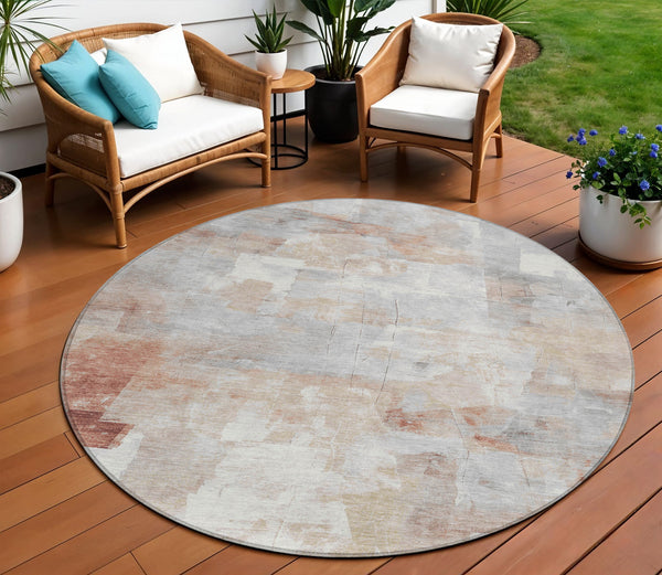 Homeroots 3' Abstract Washable Indoor Outdoor Area Rug - Stylish, Durable & Stain Resistant For Any Space Paprika Polyester 618090