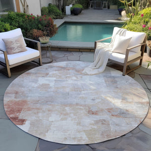 Homeroots 3' Abstract Washable Indoor Outdoor Area Rug - Stylish, Durable & Stain Resistant For Any Space Paprika Polyester 618090