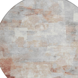 Homeroots 3' Abstract Washable Indoor Outdoor Area Rug - Stylish, Durable & Stain Resistant For Any Space Paprika Polyester 618090