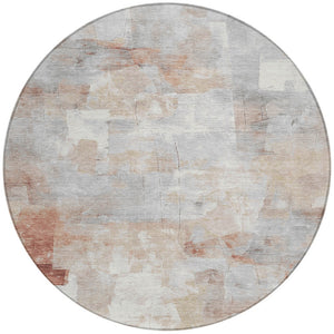 Homeroots 3' Abstract Washable Indoor Outdoor Area Rug - Stylish, Durable & Stain Resistant For Any Space Paprika Polyester 618090