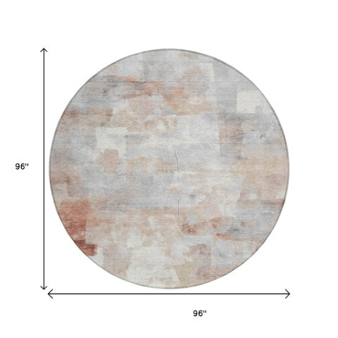 Homeroots 3' Abstract Washable Indoor Outdoor Area Rug - Stylish, Durable & Stain Resistant For Any Space Paprika Polyester 618090