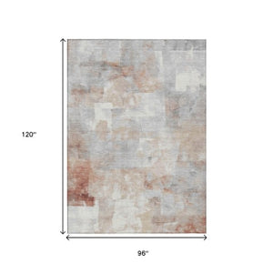 Homeroots 3' Abstract Washable Indoor Outdoor Area Rug - Stylish, Durable & Stain Resistant For Any Space Paprika Polyester 618091