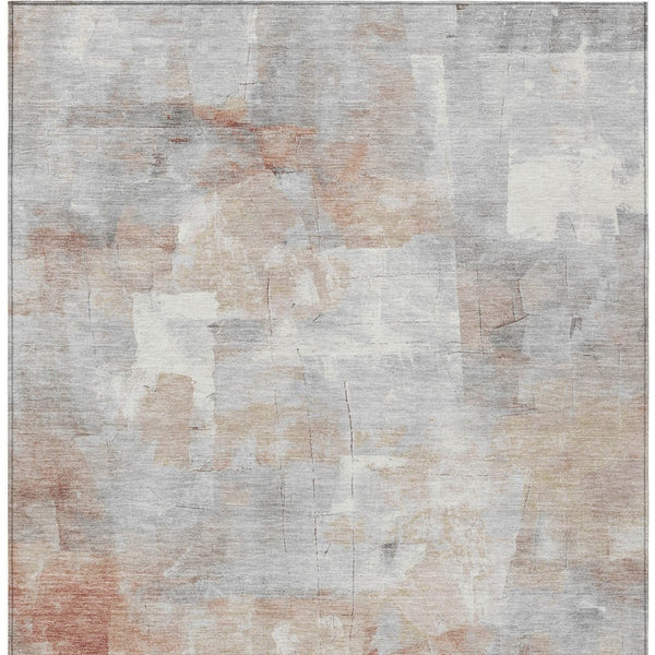 Homeroots 3' Abstract Washable Indoor Outdoor Area Rug - Stylish, Durable & Stain Resistant For Any Space Paprika Polyester 618092