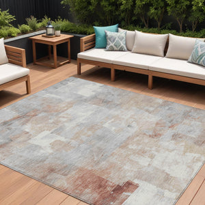 Homeroots 3' Abstract Washable Indoor Outdoor Area Rug - Stylish, Durable & Stain Resistant For Any Space Paprika Polyester 618092