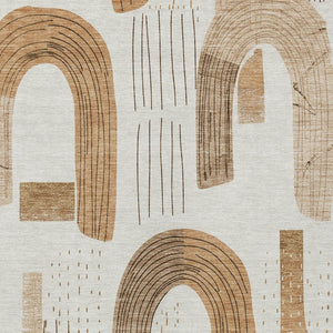 Homeroots 3' Stylish Geometric Washable Area Rug For Indoor And Outdoor Use - Durable And Stain Resistant Design Ivory Polyester 618100