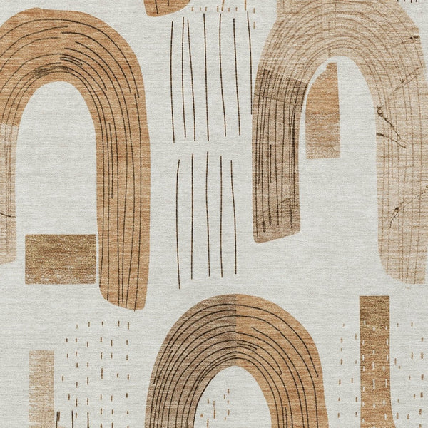 Homeroots 3' Stylish Geometric Washable Area Rug For Indoor And Outdoor Use - Durable And Stain Resistant Design Ivory Polyester 618100