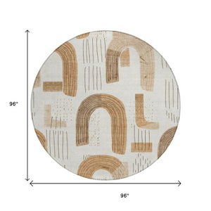 Homeroots 3' Stylish Geometric Washable Area Rug For Indoor And Outdoor Use - Durable And Stain Resistant Design Ivory Polyester 618102