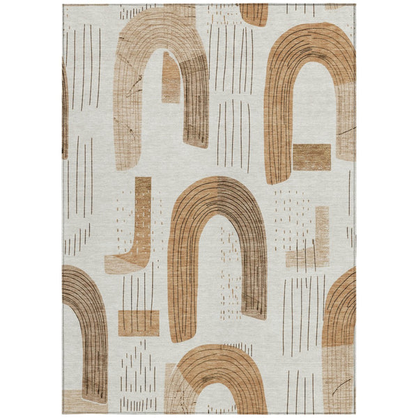 Homeroots 3' Stylish Geometric Washable Area Rug For Indoor And Outdoor Use - Durable And Stain Resistant Design Ivory Polyester 618103