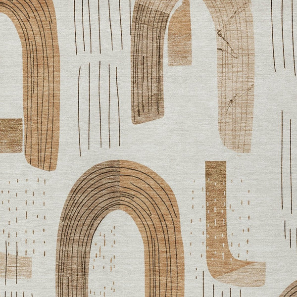 Homeroots 3' Stylish Geometric Washable Area Rug For Indoor And Outdoor Use - Durable And Stain Resistant Design Ivory Polyester 618104