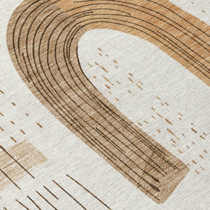 Homeroots 3' Stylish Geometric Washable Area Rug For Indoor And Outdoor Use - Durable And Stain Resistant Design Ivory Polyester 618104