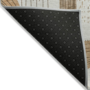 Homeroots 3' Stylish Geometric Washable Area Rug For Indoor And Outdoor Use - Durable And Stain Resistant Design Ivory Polyester 618105