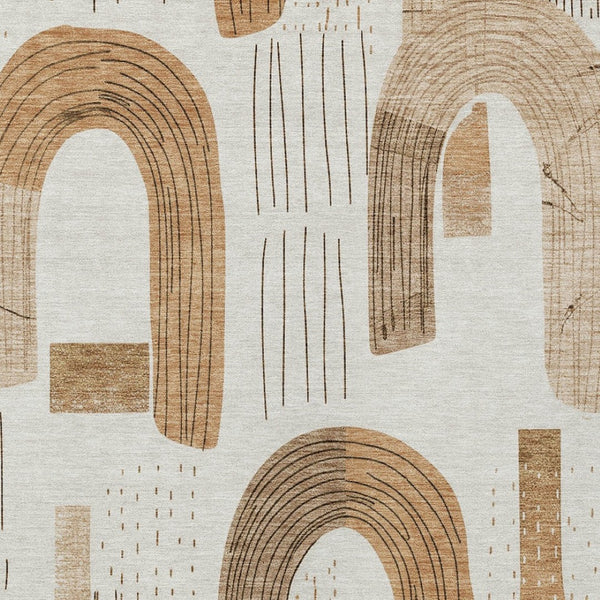 Homeroots 3' Stylish Geometric Washable Area Rug For Indoor And Outdoor Use - Durable And Stain Resistant Design Ivory Polyester 618105