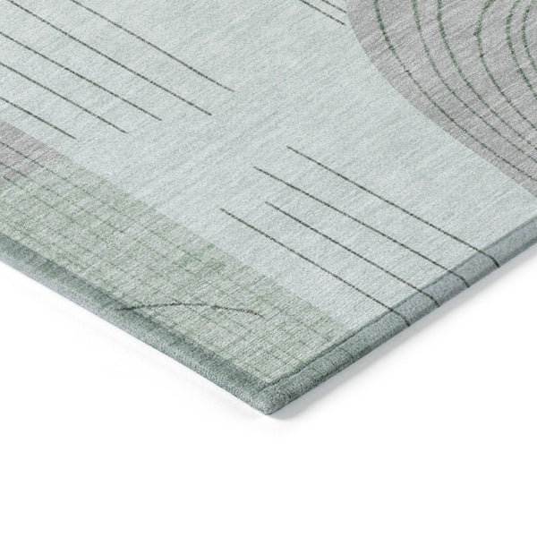 Homeroots 3' Stylish Geometric Washable Area Rug For Indoor And Outdoor Use - Durable And Stain Resistant Design Mint Polyester 618106
