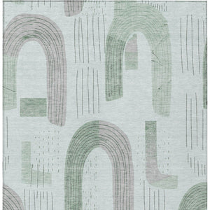 Homeroots 3' Stylish Geometric Washable Area Rug For Indoor And Outdoor Use - Durable And Stain Resistant Design Mint Polyester 618107