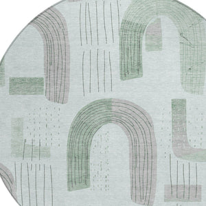 Homeroots 3' Stylish Geometric Washable Area Rug For Indoor And Outdoor Use - Durable And Stain Resistant Design Mint Polyester 618108