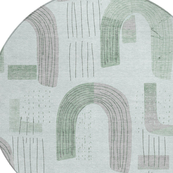 Homeroots 3' Stylish Geometric Washable Area Rug For Indoor And Outdoor Use - Durable And Stain Resistant Design Mint Polyester 618108