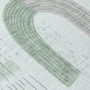 Homeroots 3' Stylish Geometric Washable Area Rug For Indoor And Outdoor Use - Durable And Stain Resistant Design Mint Polyester 618108