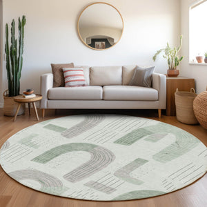 Homeroots 3' Stylish Geometric Washable Area Rug For Indoor And Outdoor Use - Durable And Stain Resistant Design Mint Polyester 618108