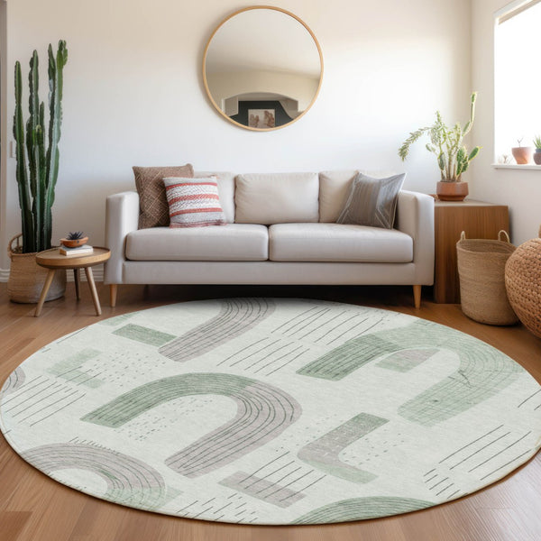 Homeroots 3' Stylish Geometric Washable Area Rug For Indoor And Outdoor Use - Durable And Stain Resistant Design Mint Polyester 618108