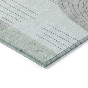 Homeroots 3' Stylish Geometric Washable Area Rug For Indoor And Outdoor Use - Durable And Stain Resistant Design Mint Polyester 618109
