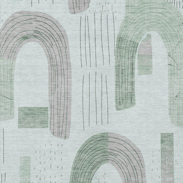 Homeroots 3' Stylish Geometric Washable Area Rug For Indoor And Outdoor Use - Durable And Stain Resistant Design Mint Polyester 618109