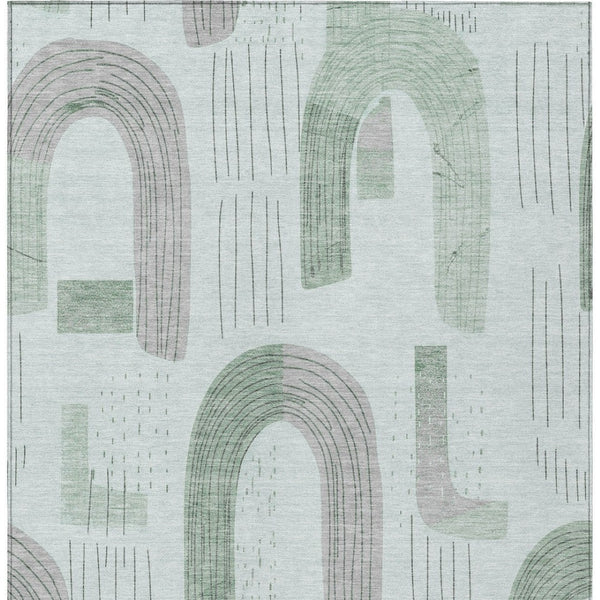 Homeroots 3' Stylish Geometric Washable Area Rug For Indoor And Outdoor Use - Durable And Stain Resistant Design Mint Polyester 618110