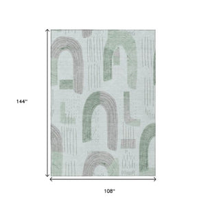 Homeroots 3' Stylish Geometric Washable Area Rug For Indoor And Outdoor Use - Durable And Stain Resistant Design Mint Polyester 618110