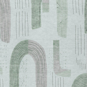 Homeroots 3' Stylish Geometric Washable Area Rug For Indoor And Outdoor Use - Durable And Stain Resistant Design Mint Polyester 618110