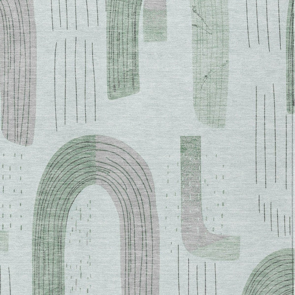 Homeroots 3' Stylish Geometric Washable Area Rug For Indoor And Outdoor Use - Durable And Stain Resistant Design Mint Polyester 618110