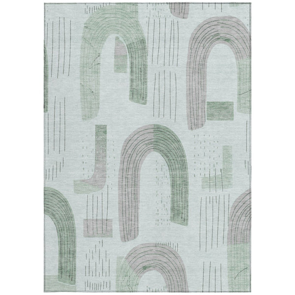 Homeroots 3' Stylish Geometric Washable Area Rug For Indoor And Outdoor Use - Durable And Stain Resistant Design Mint Polyester 618111