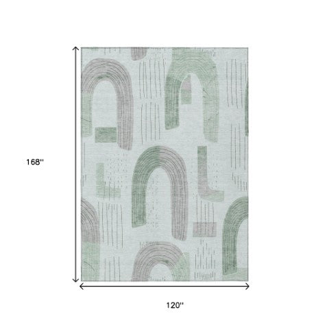 Homeroots 3' Stylish Geometric Washable Area Rug For Indoor And Outdoor Use - Durable And Stain Resistant Design Mint Polyester 618111