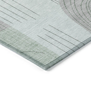 Homeroots 3' Stylish Geometric Washable Area Rug For Indoor And Outdoor Use - Durable And Stain Resistant Design Mint Polyester 618111