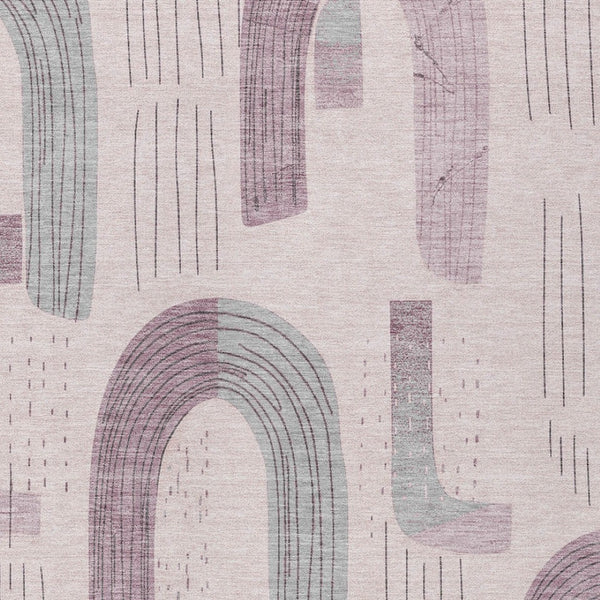 Homeroots 3' Stylish Geometric Washable Area Rug For Indoor And Outdoor Use - Durable And Stain Resistant Design Pink Polyester 618112