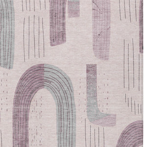 Homeroots 3' Stylish Geometric Washable Area Rug For Indoor And Outdoor Use - Durable And Stain Resistant Design Pink Polyester 618113