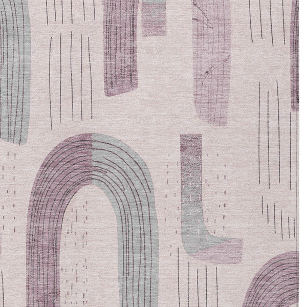 Homeroots 3' Stylish Geometric Washable Area Rug For Indoor And Outdoor Use - Durable And Stain Resistant Design Pink Polyester 618113