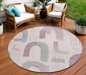 Homeroots 3' Stylish Geometric Washable Area Rug For Indoor And Outdoor Use - Durable And Stain Resistant Design Pink Polyester 618114