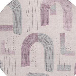 Homeroots 3' Stylish Geometric Washable Area Rug For Indoor And Outdoor Use - Durable And Stain Resistant Design Pink Polyester 618114