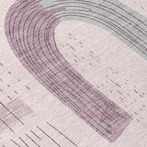 Homeroots 3' Stylish Geometric Washable Area Rug For Indoor And Outdoor Use - Durable And Stain Resistant Design Pink Polyester 618114