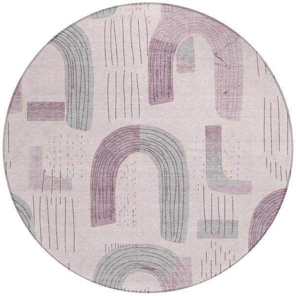 Homeroots 3' Stylish Geometric Washable Area Rug For Indoor And Outdoor Use - Durable And Stain Resistant Design Pink Polyester 618114
