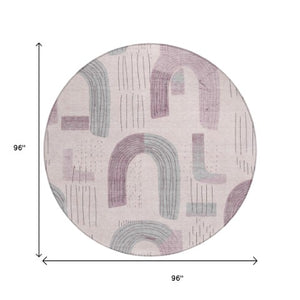 Homeroots 3' Stylish Geometric Washable Area Rug For Indoor And Outdoor Use - Durable And Stain Resistant Design Pink Polyester 618114