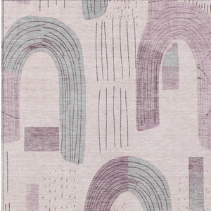 Homeroots 3' Stylish Geometric Washable Area Rug For Indoor And Outdoor Use - Durable And Stain Resistant Design Pink Polyester 618116