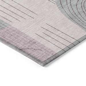 Homeroots 3' Stylish Geometric Washable Area Rug For Indoor And Outdoor Use - Durable And Stain Resistant Design Pink Polyester 618117