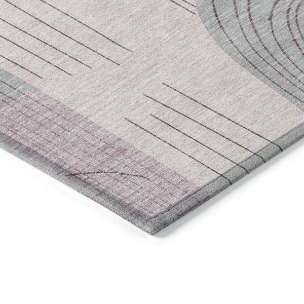 Homeroots 3' Stylish Geometric Washable Area Rug For Indoor And Outdoor Use - Durable And Stain Resistant Design Pink Polyester 618117