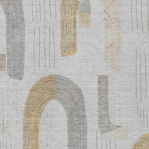 Homeroots 3' Stylish Geometric Washable Area Rug For Indoor And Outdoor Use - Durable And Stain Resistant Design Silver Polyester 618118