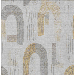 Homeroots 3' Stylish Geometric Washable Area Rug For Indoor And Outdoor Use - Durable And Stain Resistant Design Silver Polyester 618119