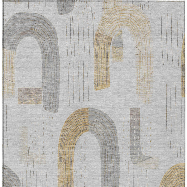 Homeroots 3' Stylish Geometric Washable Area Rug For Indoor And Outdoor Use - Durable And Stain Resistant Design Silver Polyester 618119