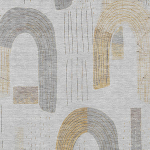 Homeroots 3' Stylish Geometric Washable Area Rug For Indoor And Outdoor Use - Durable And Stain Resistant Design Silver Polyester 618119